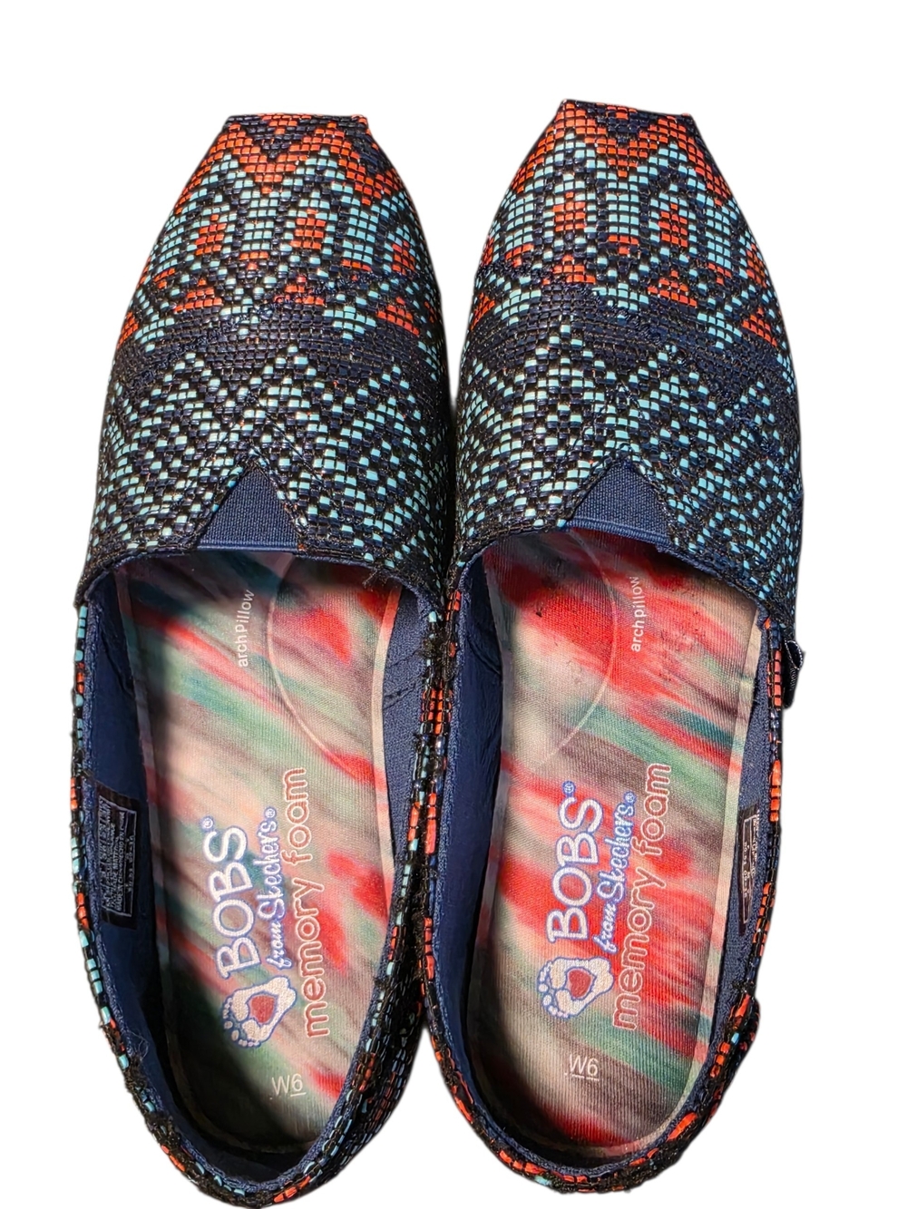 Skechers Women's Navy Multi Slip-On Flats - Memory Foam
